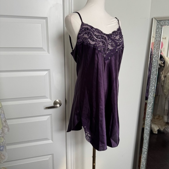 Vintage Elegant Purple Lace Trim Slip Dress Dark Fairycore Whimsygoth M - Picture 6 of 8